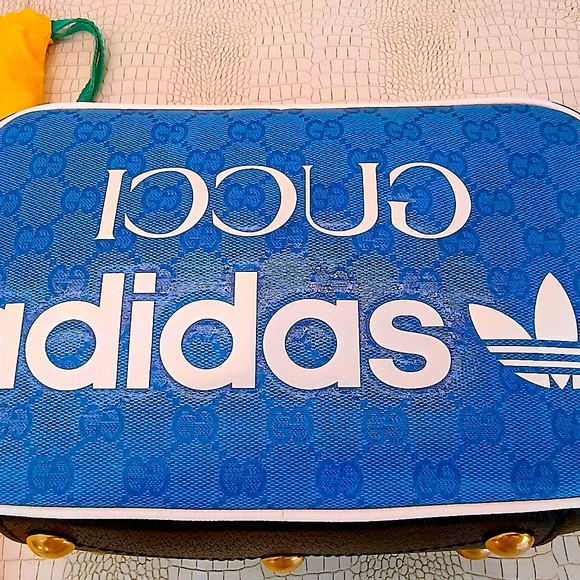 Very Rare Brand New Adidas x Gucci Blue Crystal Canvas Shoulder Bag - Picture 4 of 16
